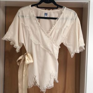 Free People wrap blouse with ribbon